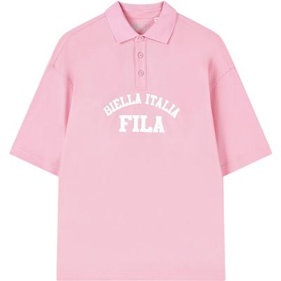 American Series Letter Print Casual Loose Short Sleeve Polo Shirt Unisex Polo Shirts Light-Sand-Pink F11U329105FPK