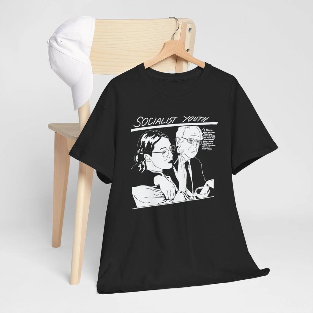 G A best Bernie Sanders and AOC Black T-Shirt reprint Short Seeve T Shirt