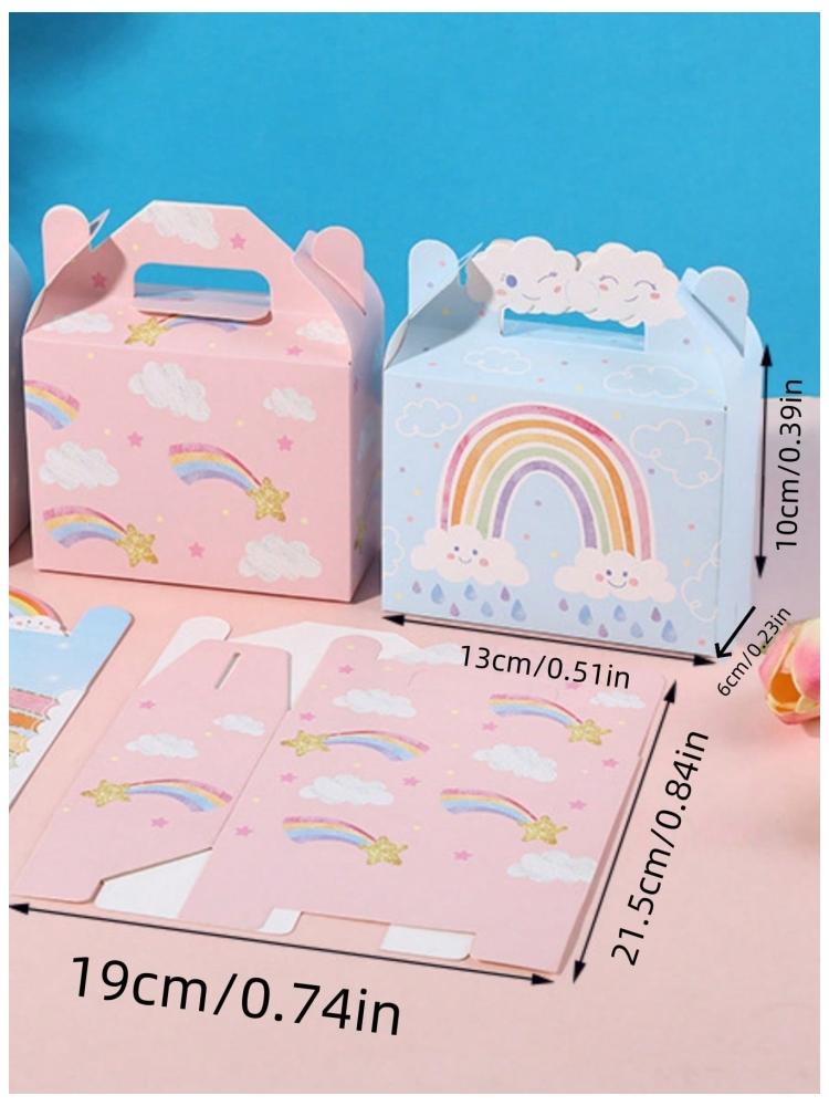 12/24pcs rainbow hand box mixed, rainbow color portable gift box, 6 styles, mixed random delivery, packaging box, snacks