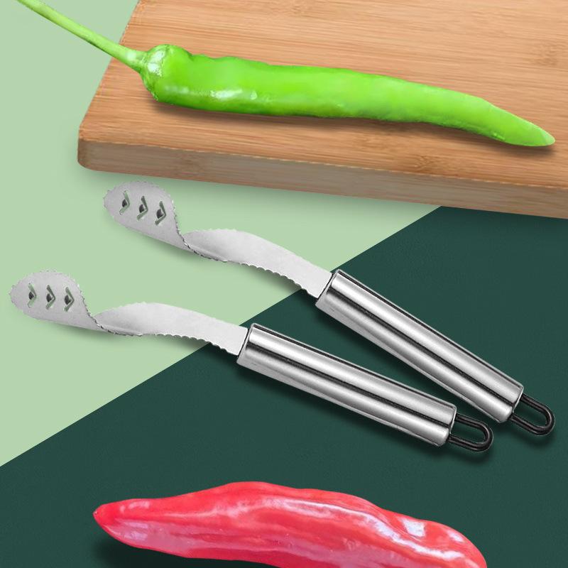 Paprikaentkerner - Edelstahl Grüner Paprikaentkerner - Entfernt Kerne und Fruchtfleisch aus Paprika - Bittermelone