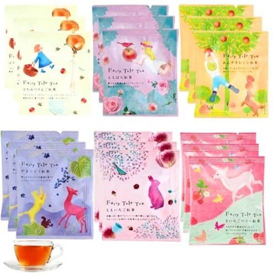 Fairy Tale Tea 18 Bag Set Flavor Black Bags Cute Strawberry Rose Peach Grape Apple Honey Assortment Bulk Purchase Variety Pack Gift