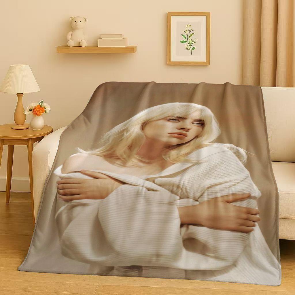 3D Billie Eilish Hit Me Hard and Soft Singer Flannel Blanket,Ultra Soft Warm Plush Throw for Home Bedroom Bed Sofa Cover Kids