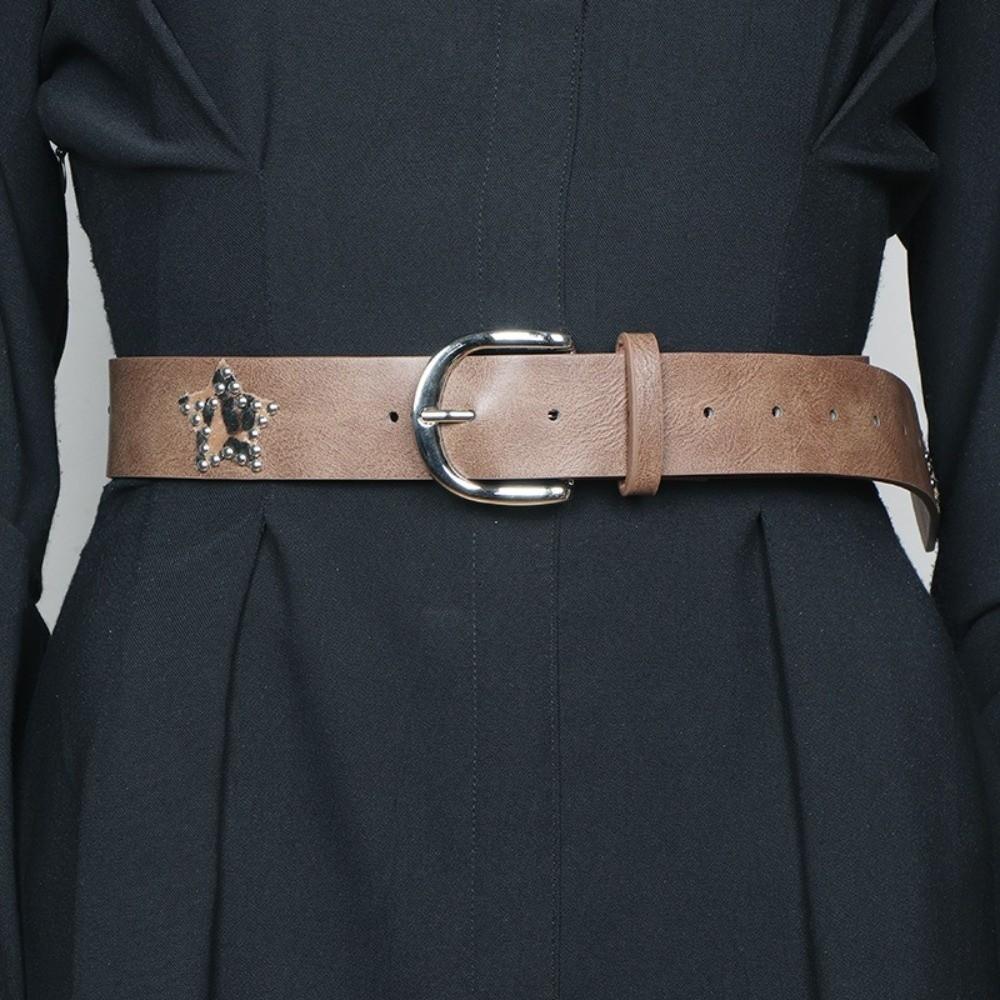 Star Retro Jeans Belt Gothic Pu Leather Waistband Metal Buckle Belts  Clothing Accessories