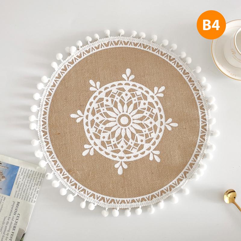 Einfache handgewebte Jute-Tischset-Untersetzer im Ins-Stil, Retro-Baumwollleinen, dekorativ