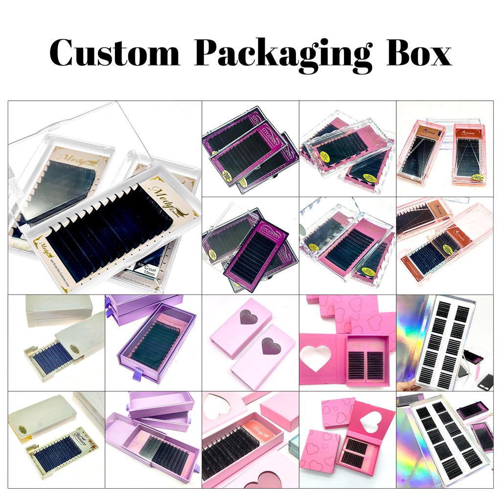 Korean Pbt Silk Eyelash Extensions 0.03 0.05 0.07 Russian Volume Lash Extension Classic Eye Lash Extensions Trays