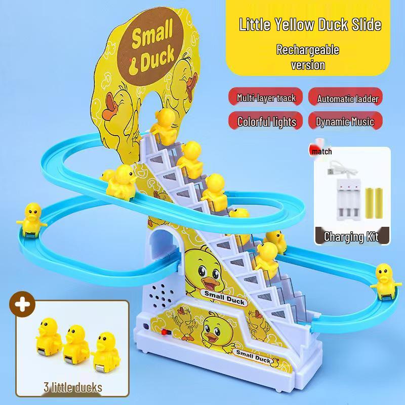 Little Duck Climbing Stairs Educational Track Toy with Light & Sound