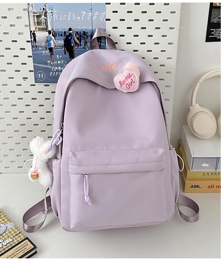 School bag letter simple Mori backpack ins style casual versatile commuter college student school bag large capacity solid color backpack