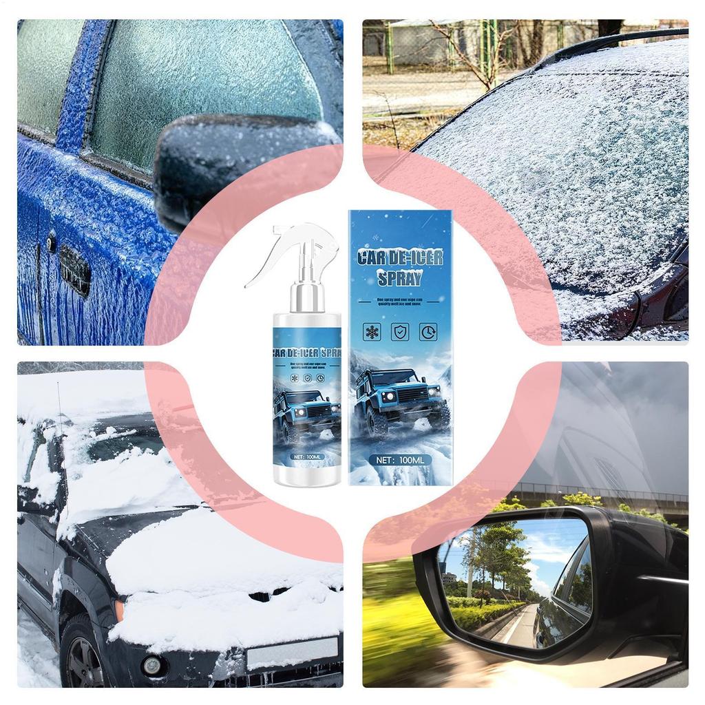 Fast-Acting Windshield Deicer Spray 100ml Defroster & Anti-Freeze Ice Melt for Car Glass, Locks, Latches, Headlights, Door Seals