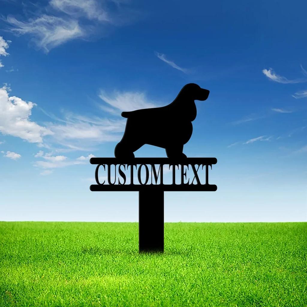 Personalized English Spaniel Metal Yard Stake Custom Name Garden Sign