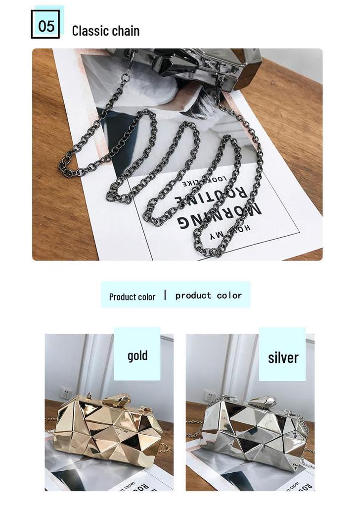2026 Bestseller Metall-Box-Clutch Handgehaltene Kette Schultertasche für Abend & Bankett