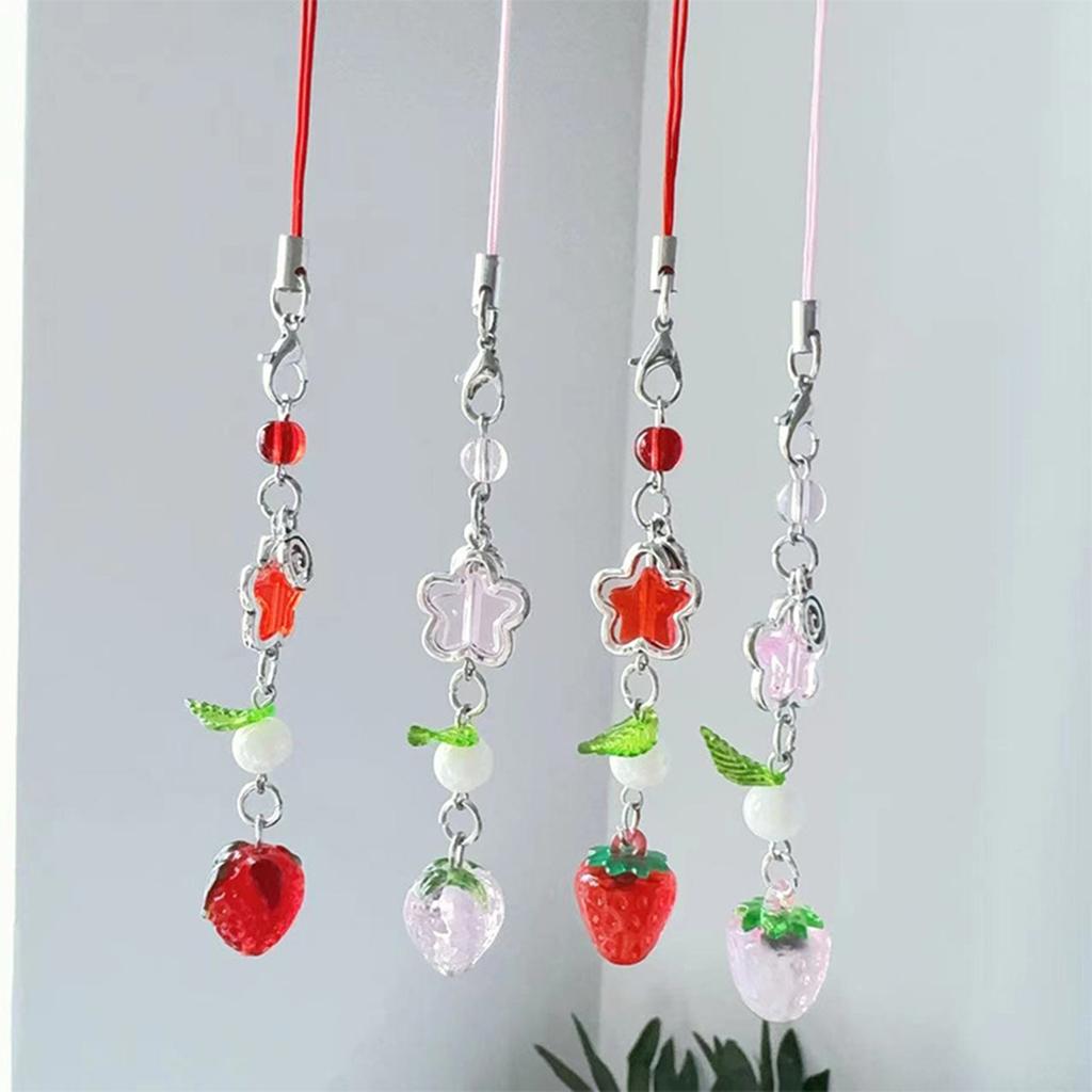 Lovely Strawberry Keychain Strawberry Phone Pendant Unique Bag Charm Sweet Phone Chain Perfect Gift for Fashion Lover