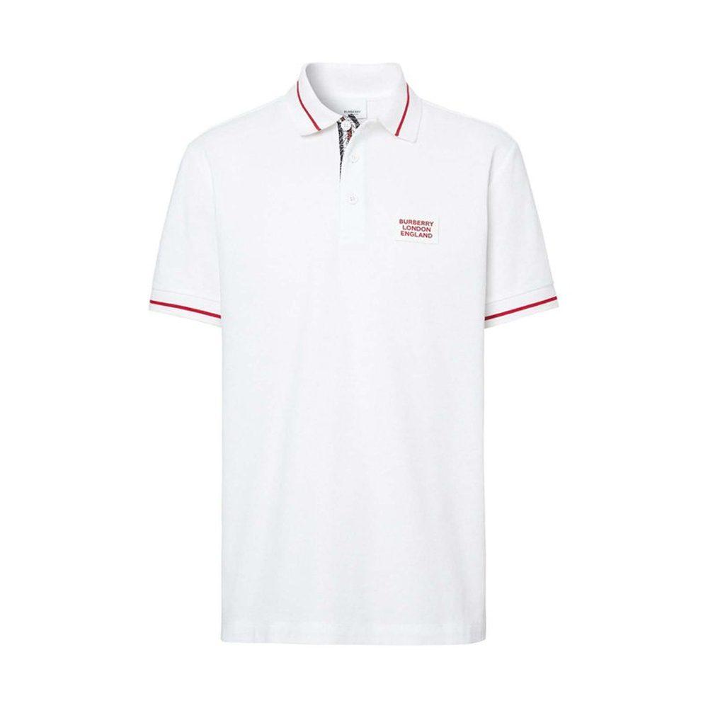 Burberry Men Logo Embroidered Short Sleeve Polo Shirt White 80259731