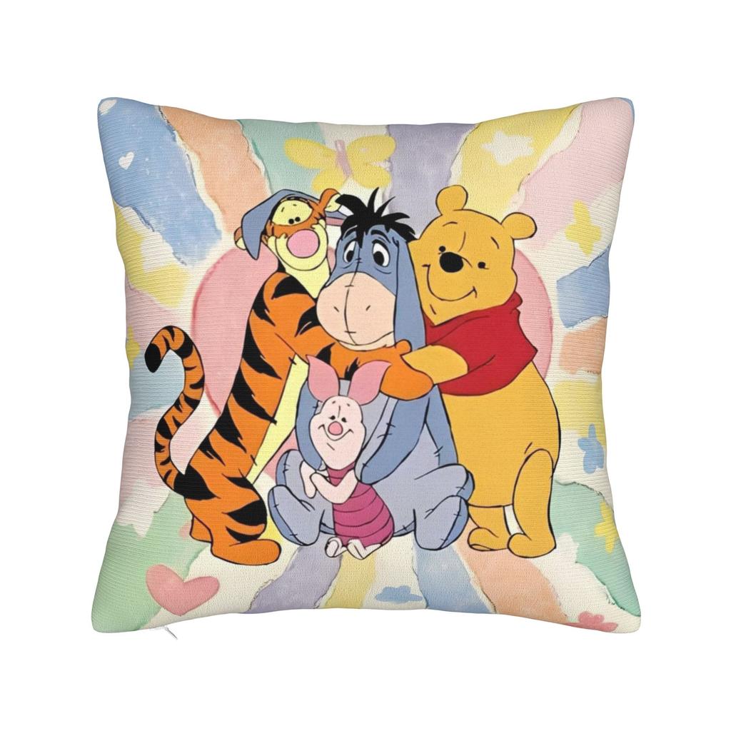 Federa per Cuscino Quadrata Cartone Animato Winnie the Pooh Poliestere Decorativa Maialino Tigro Ih-Oh, Federa 45*45cm