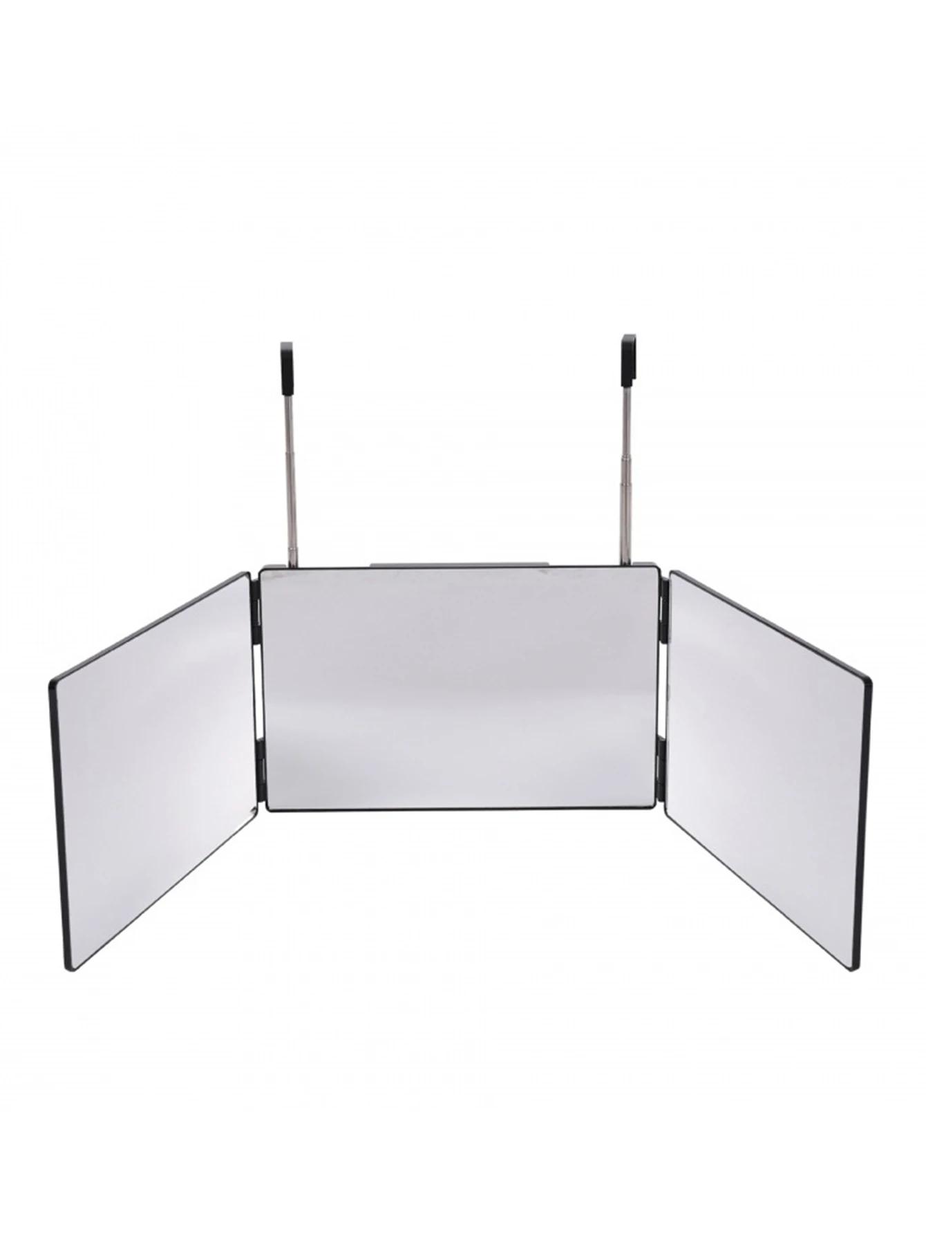 

360 тройное зеркало портативное с регулируемой высотой телескопических крючков идеально подходит для самостоятельной стрижки волос макияжа необходимое для перемещения чёрный