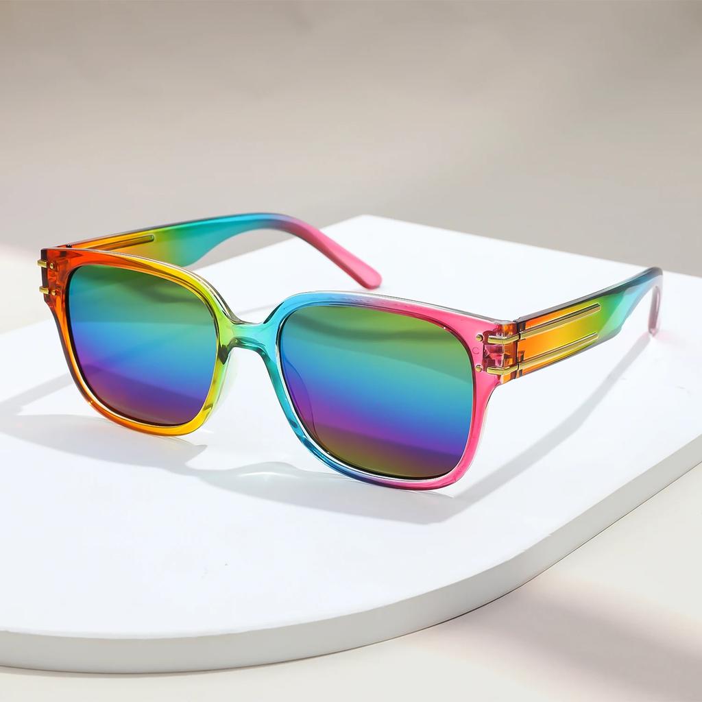 Fashion Women Sunglasses Square Sunglasses for Men and Women Trendy UV400 Resistant Rainbow Versatile Glasses