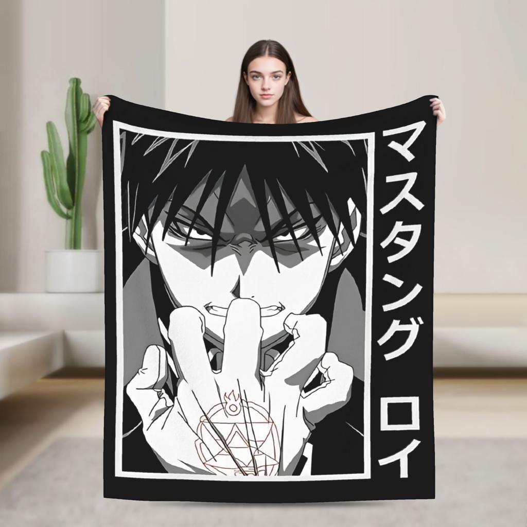 Anime MangaFullmetal Alchemist Knitted Blanket Plush Throw Blankets Bedding Couch Portable Soft Warm Bedspreads
