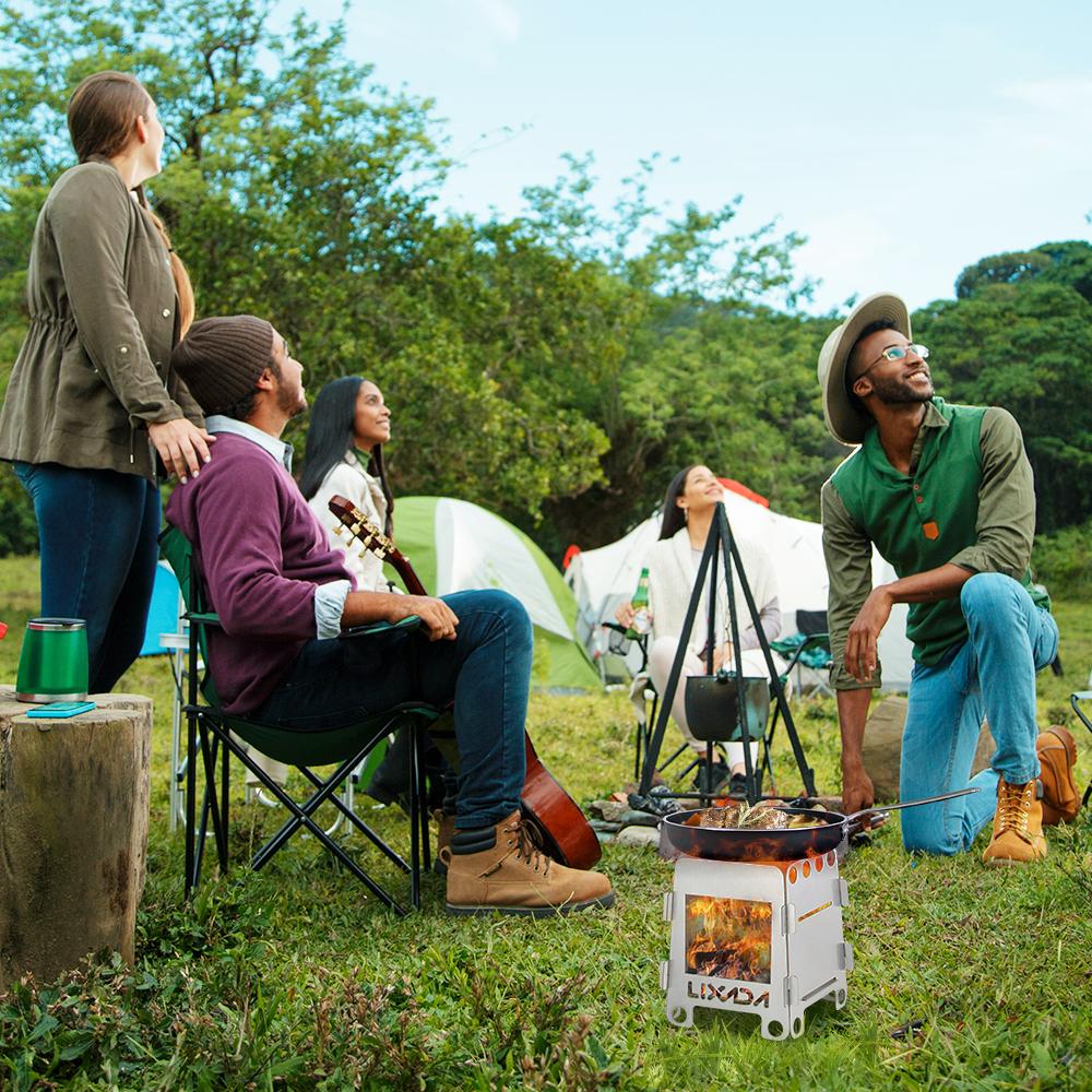 Leichter tragbarer Camping-Picknick-Alkohol-Holzofen für den Außenbereich mit Aufbewahrungstasche