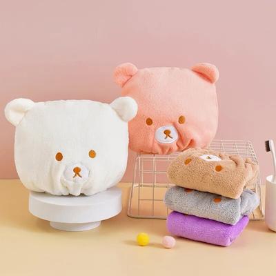 1pc Coral Fleece Shower Cap Quick Drying Lady Bath Towel Coffee Bear Shower Woman Man Turban Head Wrap Shower Caps Bathing Tools