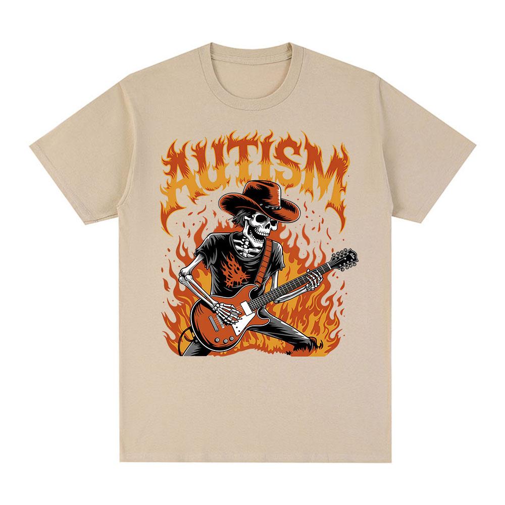 

Autism Funny Skeleton Meme Tshirts Men Women Clothing Vintage Summer Short Sleeves Tshirt 100 Cotton Casual Oversized T Shirt M