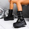 Fashion Comemore Thick Bottom Women's Boots 2025 New Belt Buckle Short Tube Wedges High-heeled Shoes Women Black Punk Gothic Botines
