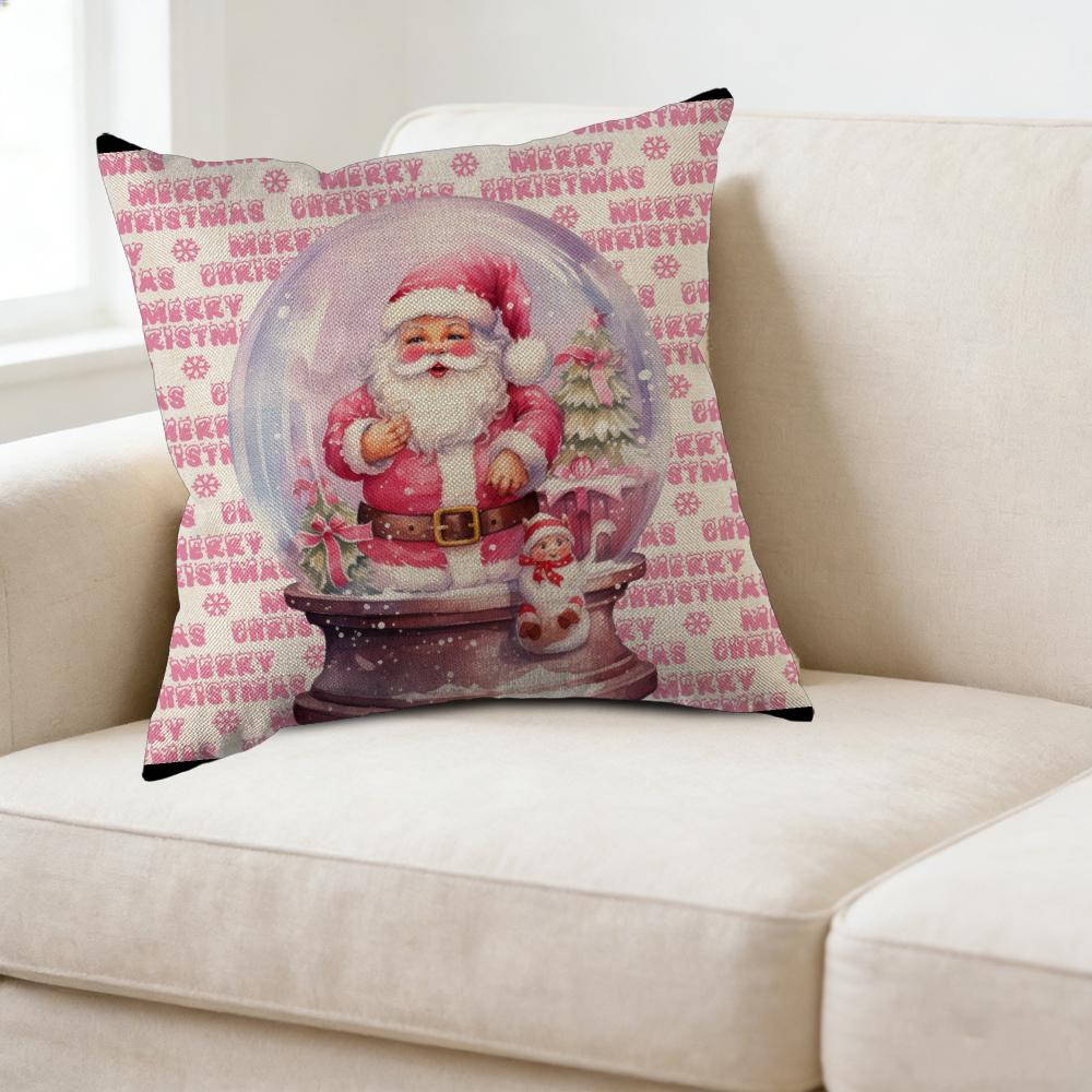 1Pc Christmas Style Cushion Cover Red Santa Snow Globe Print Pillowcase For Sofa Bed Decorative Throw Case 45X45Cm