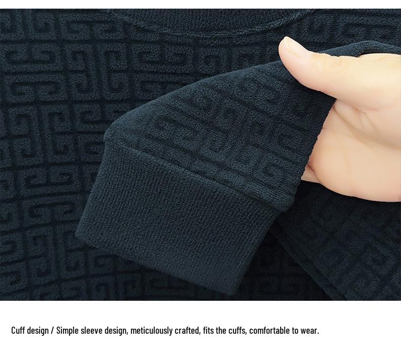 Ao Li Rong Men's Plus Velvet Thickened Warm Sweatshirt - Round Neck, Long Sleeve, for Autumn/Winter