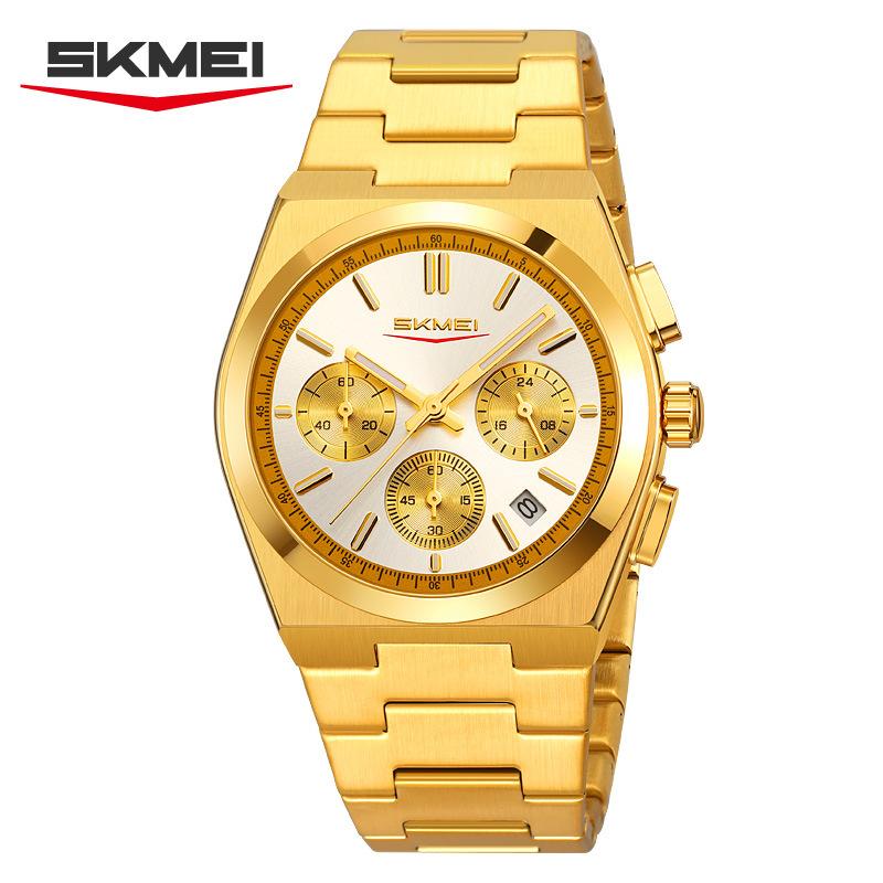 SKMEI Luxury Men Watch Waterproof Luminous Chronograph Date Stainless Steel Watch for Men Quartz Military Men's Watches