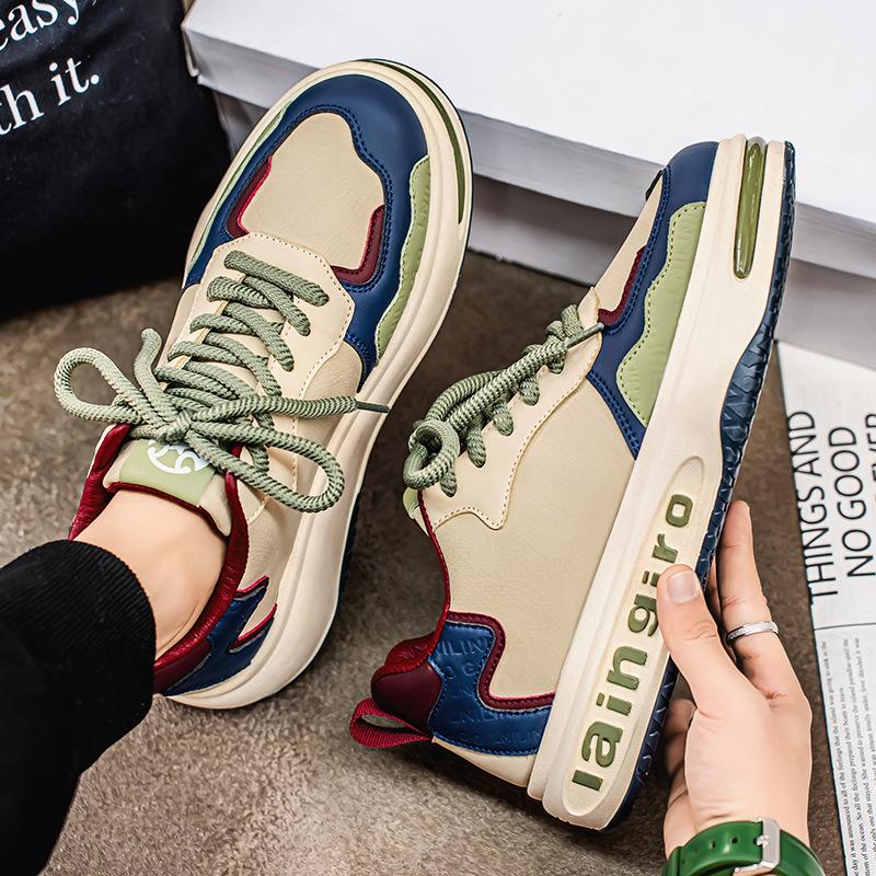 

Men s shoes 2025 spring new thick-soled heightened low-top trendy shoes simple wear-resistant versatile board shoes fashionable casual trendy shoes 44