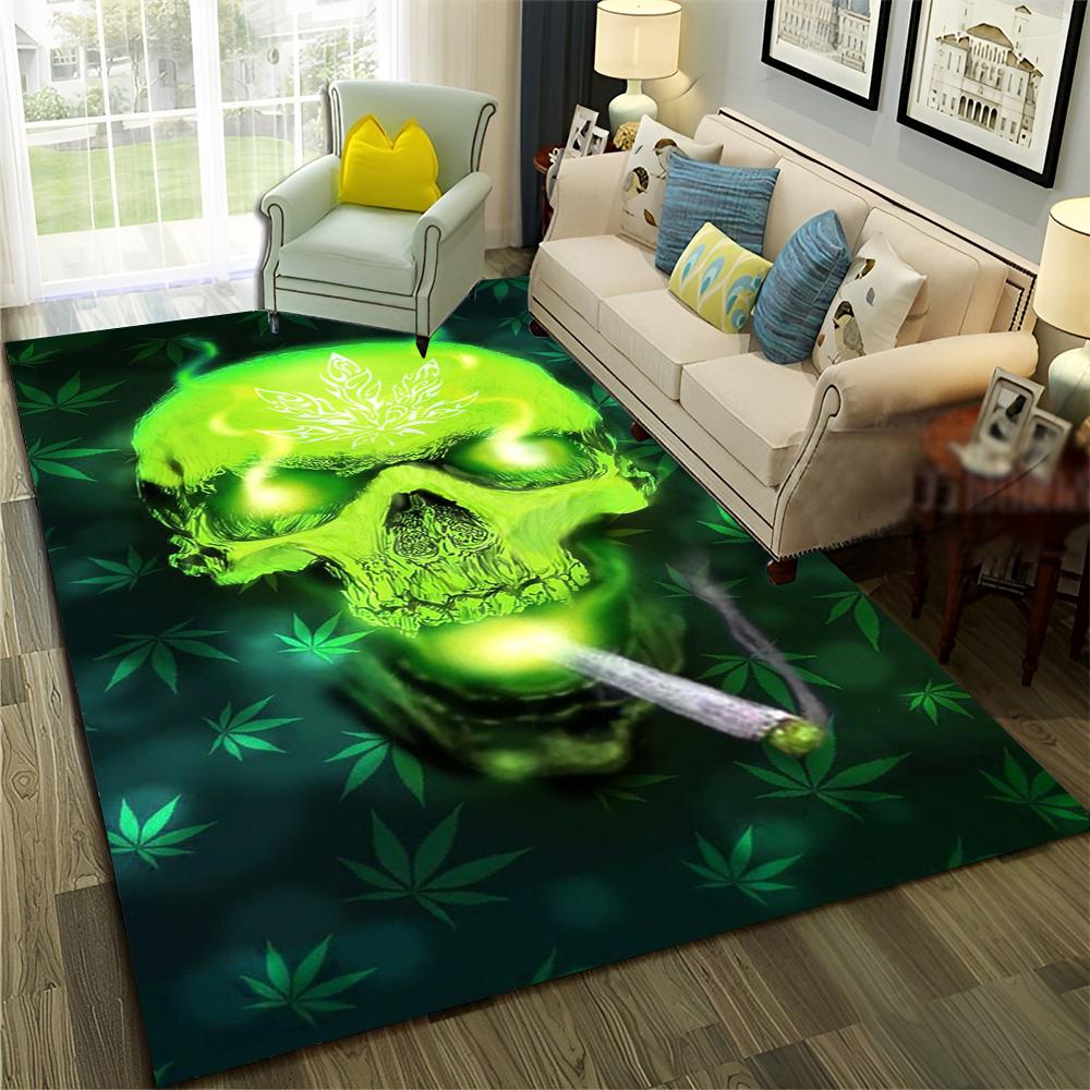 

Дымовой Клен Растения Марихуаны Зеленый Череп Смерти Ковер Коврик для Дома Гостиная Спальня Диван Придверный Коврик Декор, Ковер Коврик Нескользящий Коврик для Пола 40x60cm
