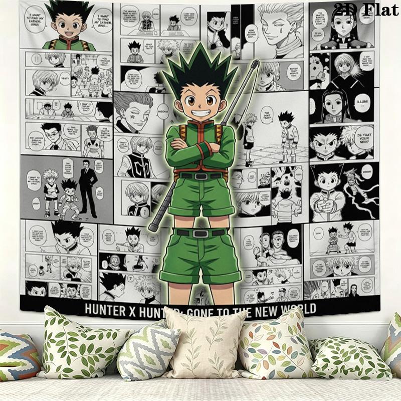 Hunter X Hunter Wall Tapestry Aesthetic Wall Hanging Printed Fabric Blanket Decorative Tapestries For Bedroom Living Room Home Decor
