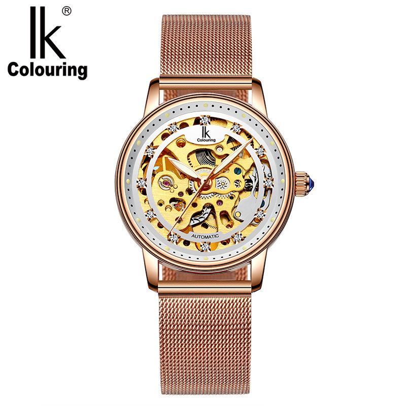 Women Automatic Mechanical Watch Diamond Fashion Double-sided Hollow Trend Mechanical Watch