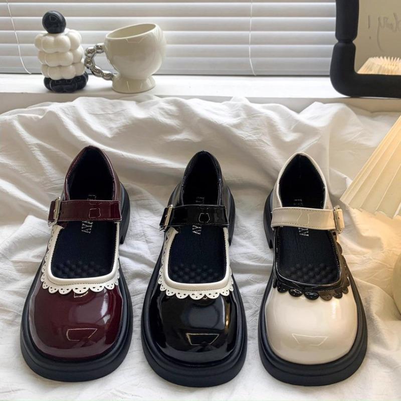 Fashion Woman Loafers Oxfords Shallow Mouth Female Footwear Round Toe Mary Janes Platform Slip-on Leather New Summer Shoes Women's