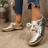 Fashion Gold Silver Women's Flat Sneakers Lightweight Soft Sole Casual Shoes Woman Comfortable Non Slip Flat Shoes Plus Size 43