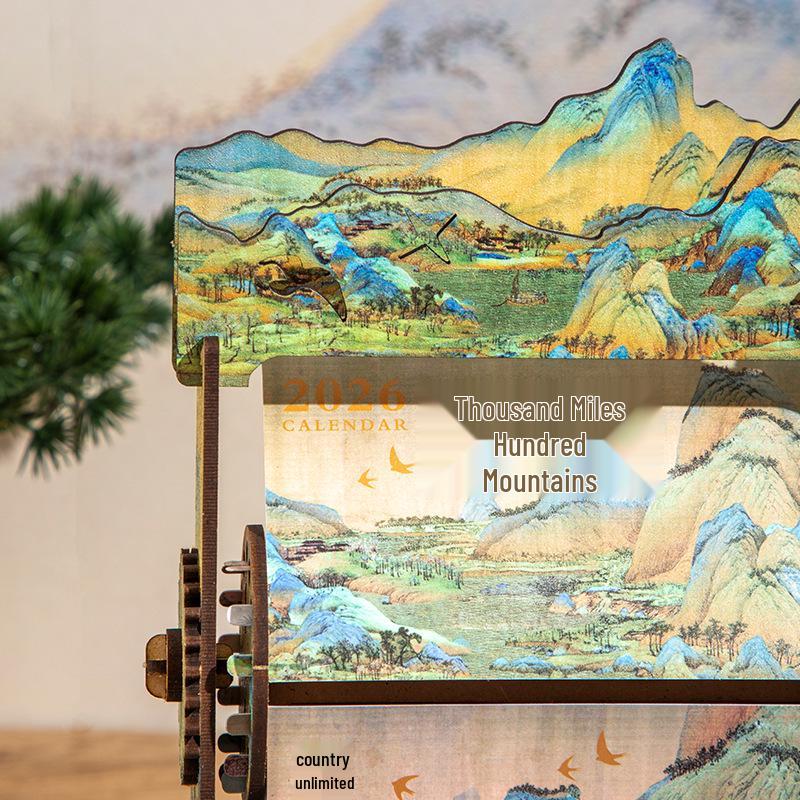 A Thousand Li of Rivers and Mountains DIY Hand-Crank 2026 Classical Chinese Perpetual Calendar - New Year Gift