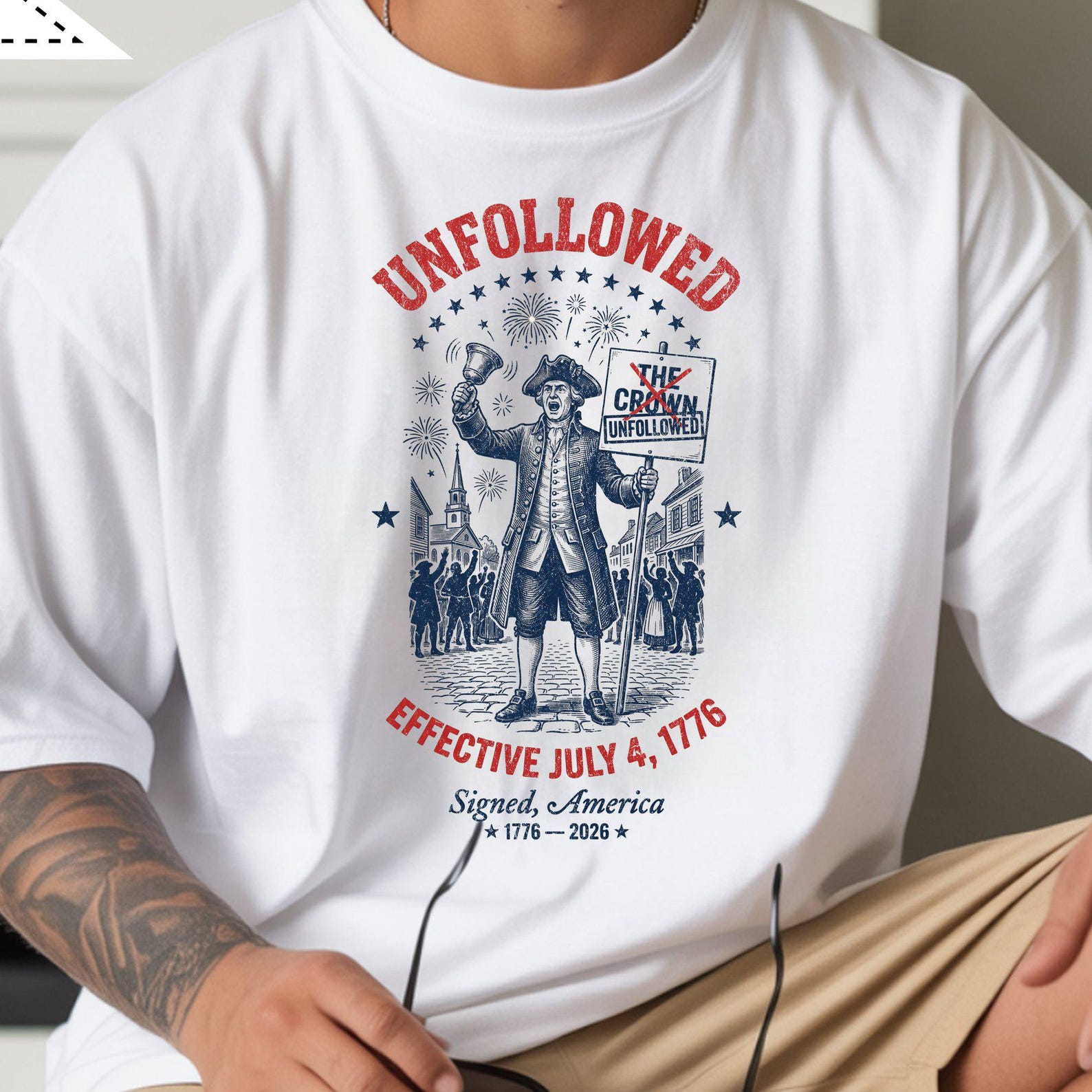 Unfollowed USA 1776-2026 Shirt, July 4th Independence Unisex Tee, Vintage American Graphic Shirt L