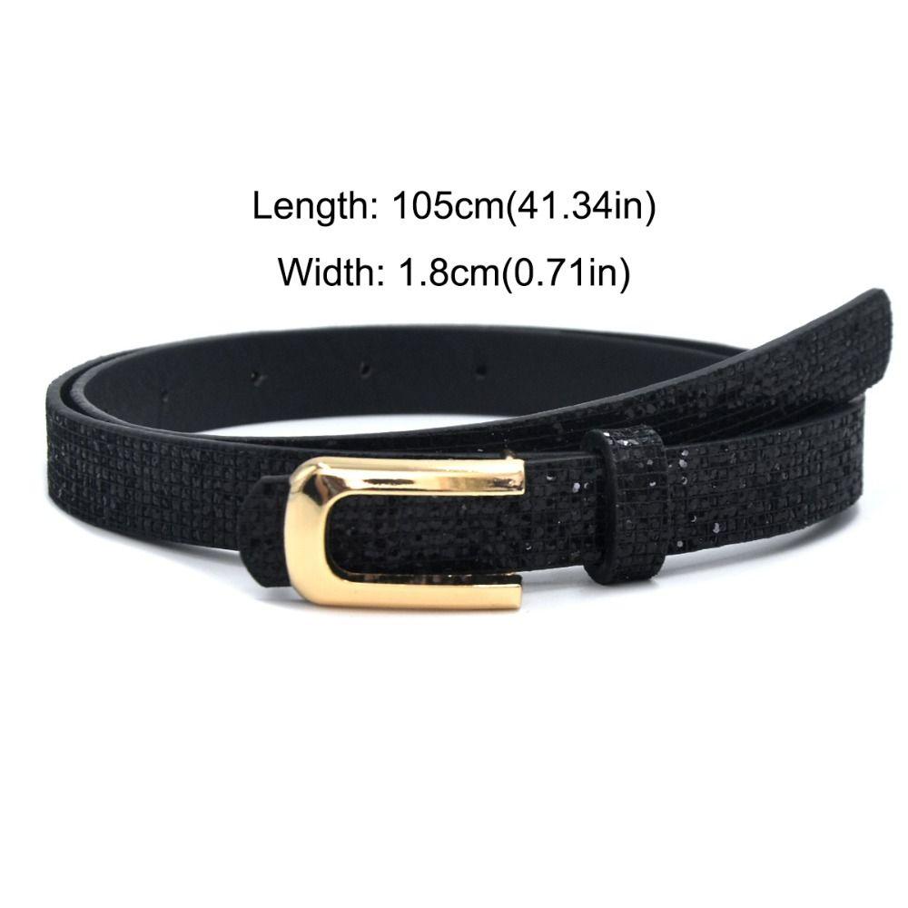 Bling Bling Sparkling Rhinestone Belt Versatile Luxury Brand Design U-shaped Buckle Belt Vintage Glitter PU Leather Belt