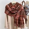 Premium new plaid scarf winter Korean version couple shawl red versatile cold-proof thickened scarf