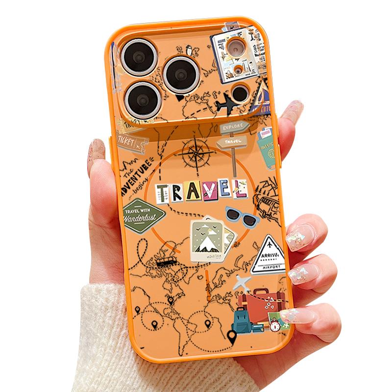 Air Line Travel Map Pattern Case For iPhone 17 Pro Max Magnetic For Magsafe Skin Feeling Cover For iPhone 16 15 14 13 Pro Max