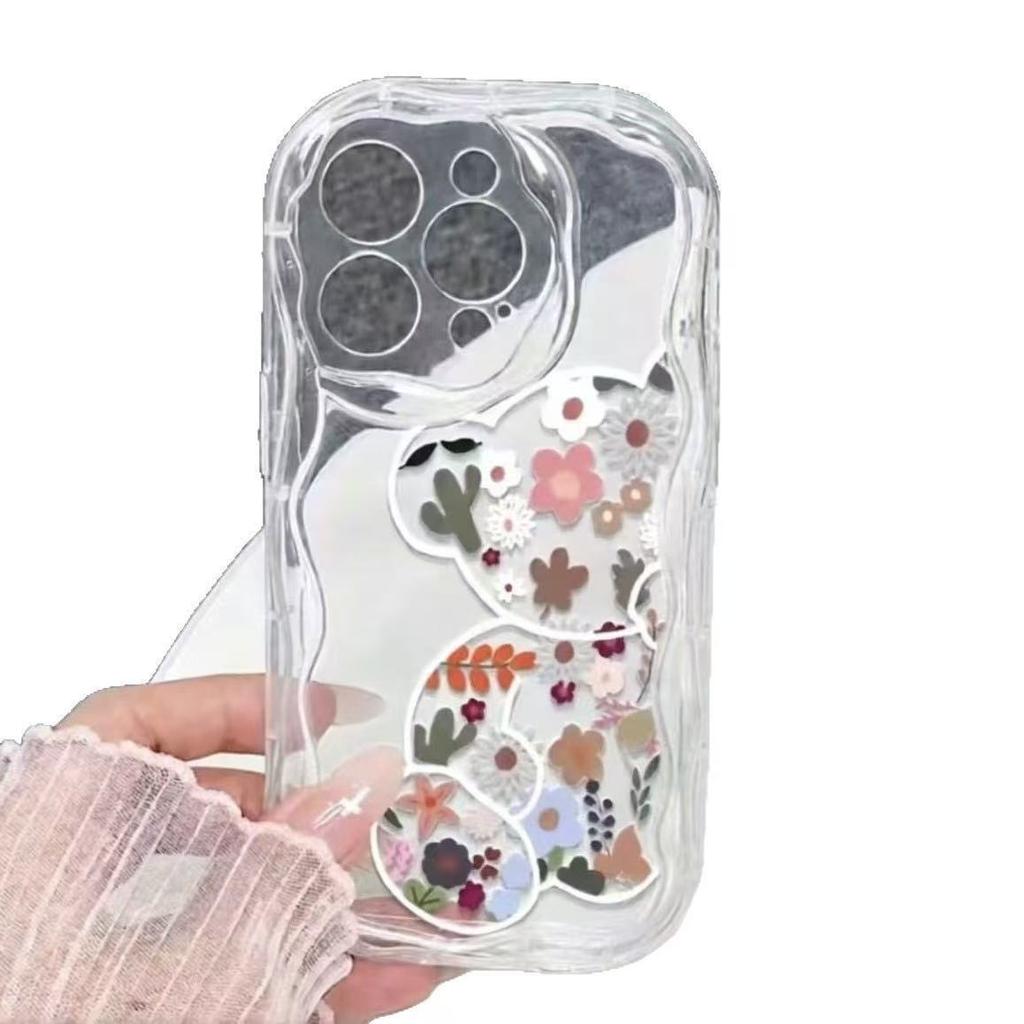 Floral bear cute for iphone17pro mobile phone case 11 Apple 15/14 bracelet 13promax new 12