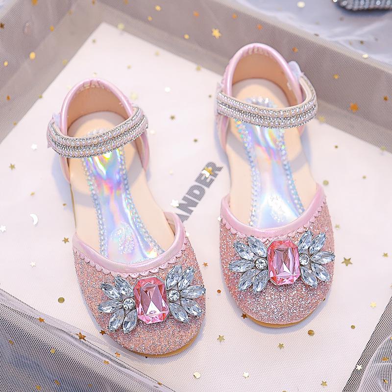Girls' Rhinestone Sparkly Soft-Soled Sandals - 2025 Summer Princess Dance Shoes