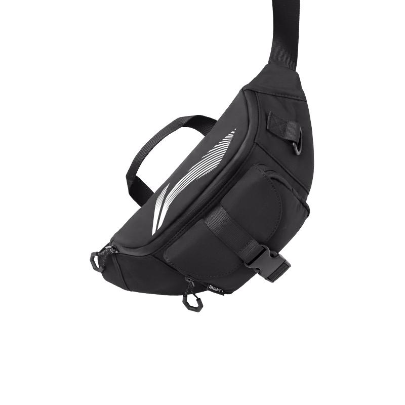 New LiNing Sports Trend Series Polyester Chest Crossbody Backpack, Fanny Pack Unisex Black ABLV029-2B