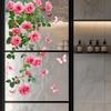 Condessacity Rosa Blumenwand Stilvolle Pflanzen- und Blumenwand Abnehmbar Wasserdicht Wand Wandglas Badezimmer Glaswand Dekor Aufkleber, Rosen, Aufkleber,