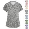 Women's Fashion Polka Dot V-Neck Short Sleeve Work Top with Pockets, Caregiver Uniform Shirt