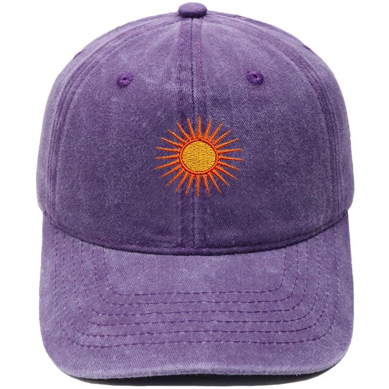 Radiant sun embroidery soft top retro dad hat bohemian outdoor outing men's and women's sunshade cap