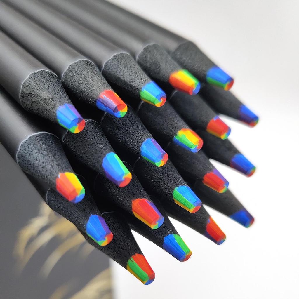 Rainbow Core Black Wood Colored Pencils - 7 Colors In One