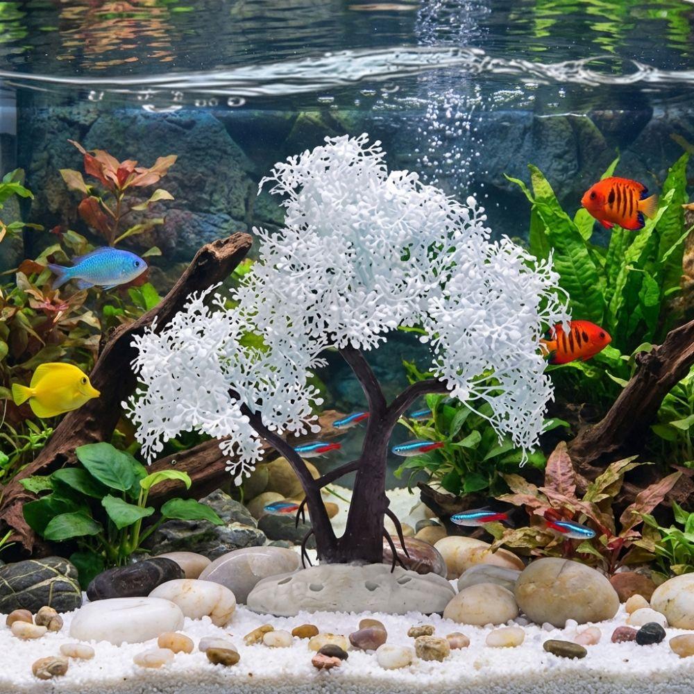 Realistic Aquarium Cherry Blossom Plastic Landscape Tree Fish Tank Ornament  Pet Accessories
