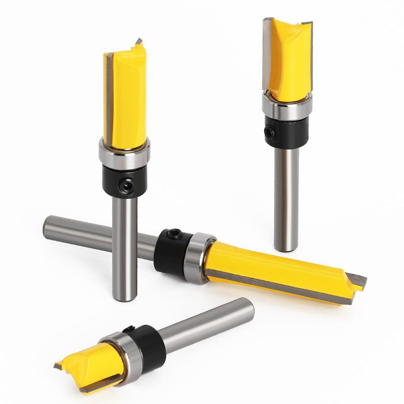 4 adet 1/4 Shank Şablon Trim Menteşe Zıvana Freze Ucu Düz End Mill Giyotin Temizleme Gömme Trim Zıvana Kesici ForWoodworking