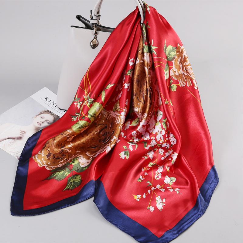 90 Square Scarves, Silk Scarves, Women's New Spring and Summer High-end Sense Versatile, Thin Scarves, Shawls Outside