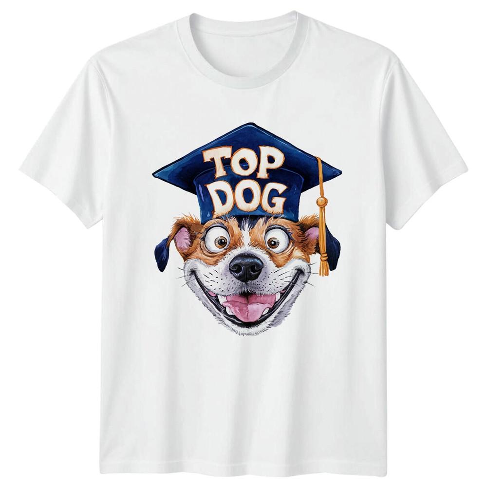 Top Dog Graduation Funny Cartoon Dog Lover TShirt S