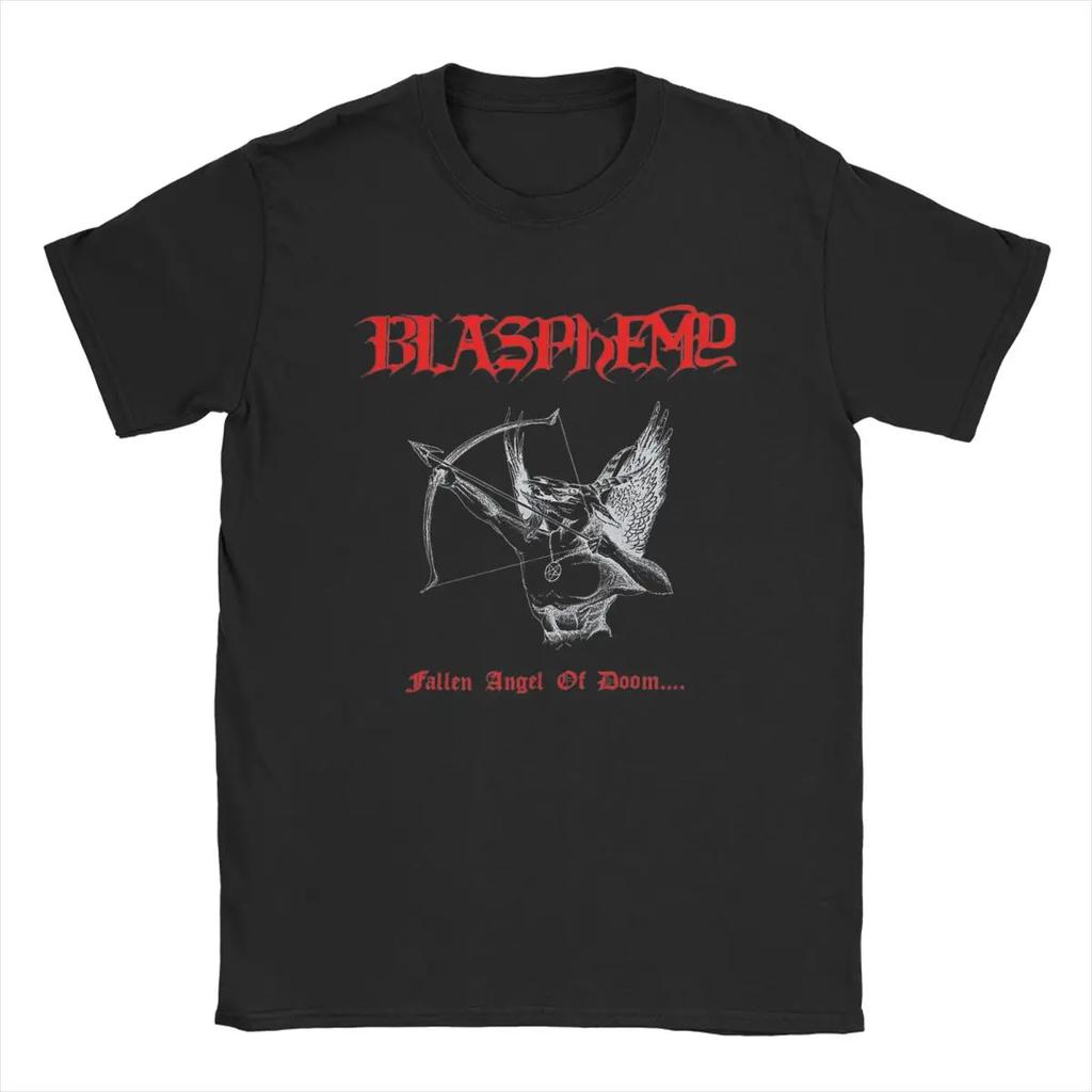 Blasphemy Fallen Angel of Doom Rock Band T Shirts Merchandise for Men Cotton Crazy Tee Shirt Short Sleeve Clothes Adult